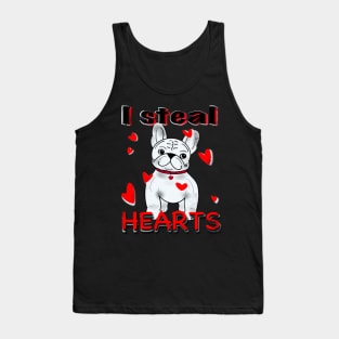 Cute Funny French Bulldog Puppy I Steal Hearts Gift for mom, dad, kids, friends For Valentines Day Tank Top